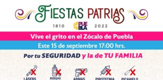 Ayuntamiento de Puebla exhorta a ciudadanía a tomar medidas preventivas en Festejos Patrios