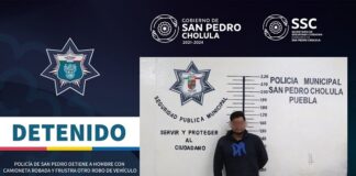 Policía de San Pedro Cholula detiene a sujeto con camioneta robada y frustra robo de vehículo