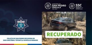 Policía de San Pedro Cholula recupera en Tepontla vehículo robado