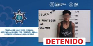 Policías de San Pedro Cholula detienen a hombre por posesión ilegal de arma de fuego en Cocoyotla