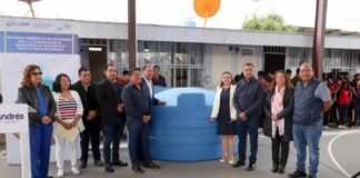 Estrenan tres cisternas con captación de agua de lluvia en tres escuelas de San Andrés Cholula