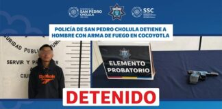 Policía de San Pedro Cholula detiene a hombre con arma de fuego en Cocoyotla