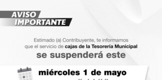 Tesorería Municipal cerrará sus puertas por día del trabajo