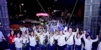 Con Lalo Rivera y ante miles de personas, Lupita Cuautle cierra campaña en el zócalo sanandreseño