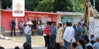 Irene Olea da inicio a más adoquinamiento de calles en Izúcar de Matamoros