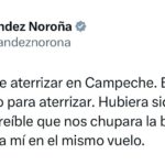 Noroña ironiza en redes tras complicado aterrizaje junto a Felipe Calderón