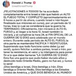 ¡Se acabó la guerra! Trump proclama cese al fuego entre Israel e Irán