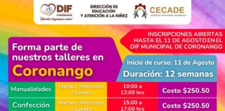 Con talleres, DIF Municipal y CECADE ofrecen capacitación para la población de Coronango