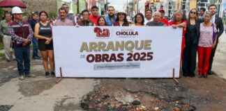 Continúa Gobierno de Tonantzin Fernández rehabilitando calles de San Pedro Cholula
