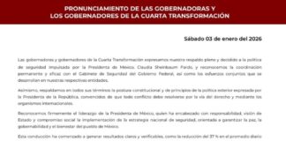 Armenta apoya postura de gobernadores de la 4T sobre política exterior de Sheinbaum