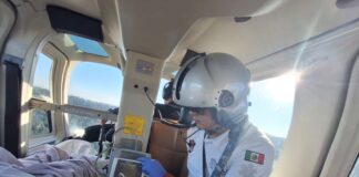 Paciente embarazada de Huauchinango es atendida oportunamente con traslado médico aéreo