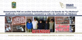 Desmantela FGE en acción interinstitucional a la banda de “La Muñeca” dedicada a narcomenudeo, secuestro y robo de vehículo en Aljojuca