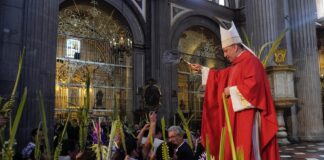 Poblanos celebran Domingo de Ramos en Catedral