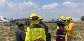 Protección Civil labora en accidente de aeronave