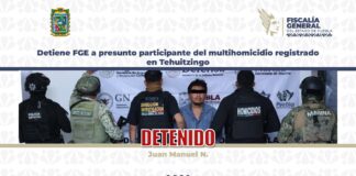 Detiene FGE a presunto participante del multihomicidio registrado en Tehuitzingo