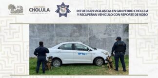 Refuerzan vigilancia en San Pedro Cholula y recuperan vehículo con reporte de robo