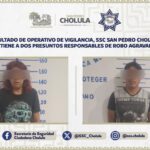 Resultado de operativo de vigilancia, SSC de San Pedro Cholula detiene a dos presuntos responsables de robo agravado