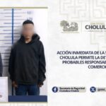 Acción inmediata de la SSC de San Pedro Cholula permite la detención de dos probables responsables de robo a comercio
