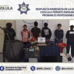 Respuesta inmediata de la SSC de San Pedro Cholula permite asegurar a cuatro probables responsables de robo