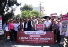 Encabeza Pepe Chedraui construcción del muro de contención Maximino Ávila Camacho en San Sebastián de Aparicio