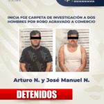 Inicia FGE carpeta de investigación a dos hombres por robo agravado a comercio