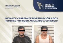Inicia FGE carpeta de investigación a dos hombres por robo agravado a comercio