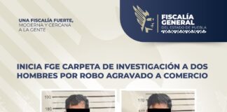 Inicia FGE carpeta de investigación a dos hombres por robo agravado a comercio