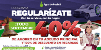 Agua de Puebla amplía en septiembre los beneficios del programa “Regularízate” con ahorro del 40% en adeudo y 100% en recargos