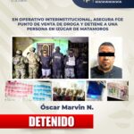 En operativo interinstitucional, asegura FGE punto de venta de droga y detiene a una persona en Izúcar de Matamoros