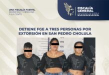 Detiene FGE a tres personas por extorsión en San Pedro Cholula
