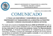 Sindicato y VW acuerdan aumento de 8.24%, aún sujeto a consulta