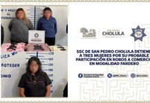 SSC de San Pedro Cholula detiene a tres mujeres por su probable participación en robos a comercio en modalidad fardero