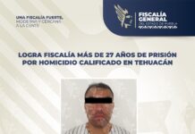 Logra Fiscalía más de 27 años de prisión por homicidio calificado en Tehuacán